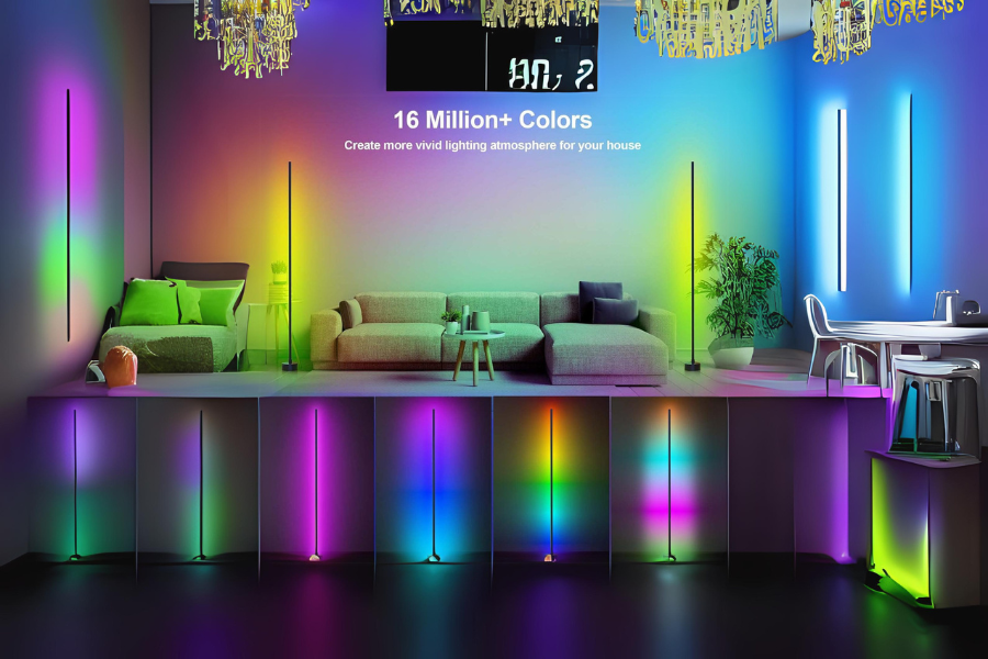 Miortior Corner Floor Lamp, 2 Pack LED Corner Lamp with App/Remote/Button Control, Smart RGB Floor Lamp with 16 Million DIY Colors & 68+ Scene, Music..