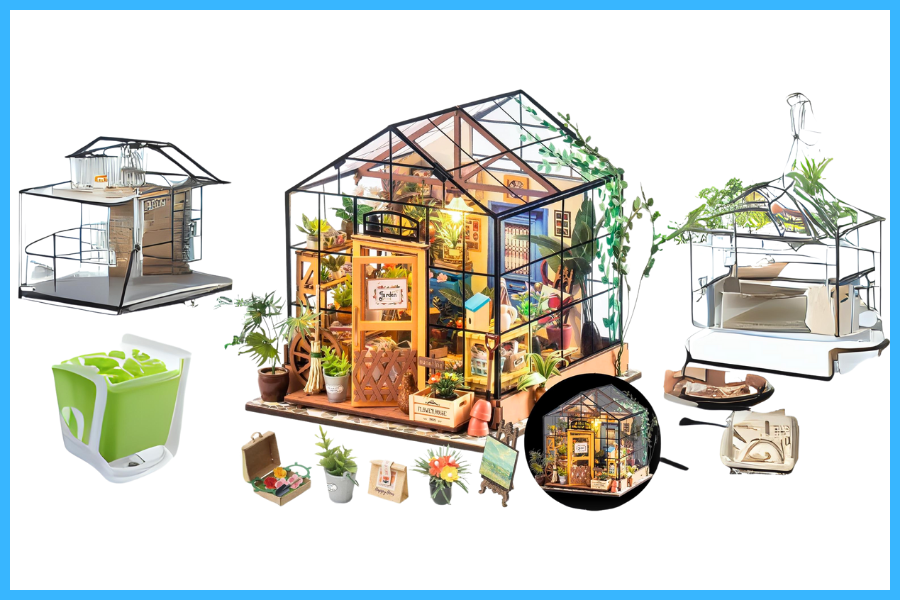 Rolife DIY Miniature House Kit Greenhouse, Tiny House Kit for Adults to Build, Mini House Making Kit with Furniture, Halloween/Christmas Decorations/Gifts…