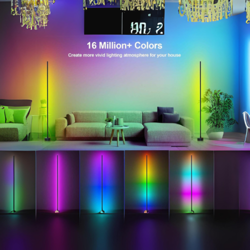 Miortior Corner Floor Lamp, 2 Pack LED Corner Lamp with App/Remote/Button Control, Smart RGB Floor Lamp with 16 Million DIY Colors & 68+ Scene, Music..