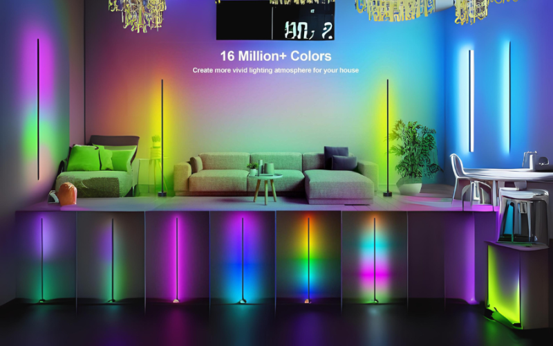 Miortior Corner Floor Lamp, 2 Pack LED Corner Lamp with App/Remote/Button Control, Smart RGB Floor Lamp with 16 Million DIY Colors & 68+ Scene, Music..